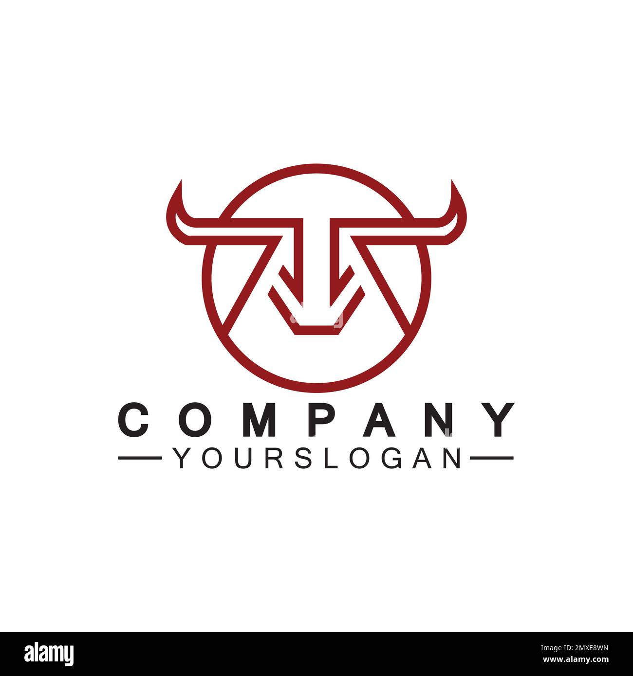 Bull monoline logo design vector template Stock Vector
