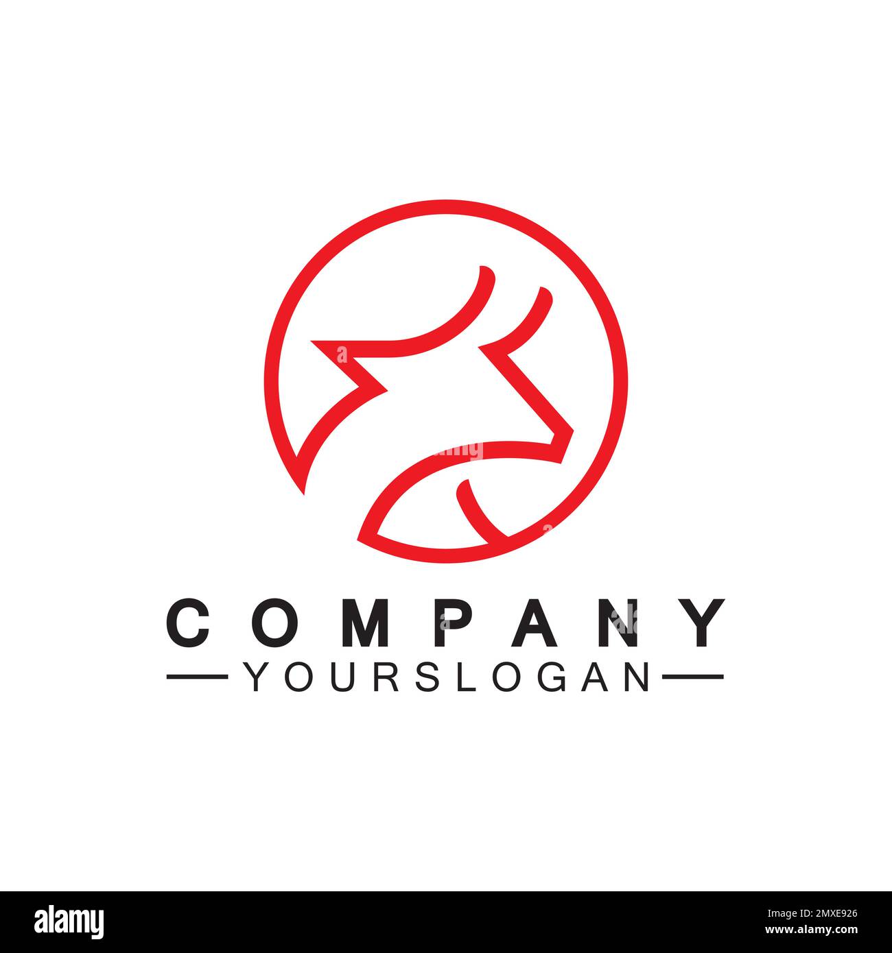 Bull monoline logo design vector template Stock Vector