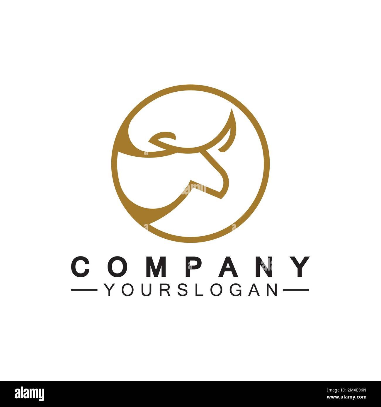Bull monoline logo design vector template Stock Vector