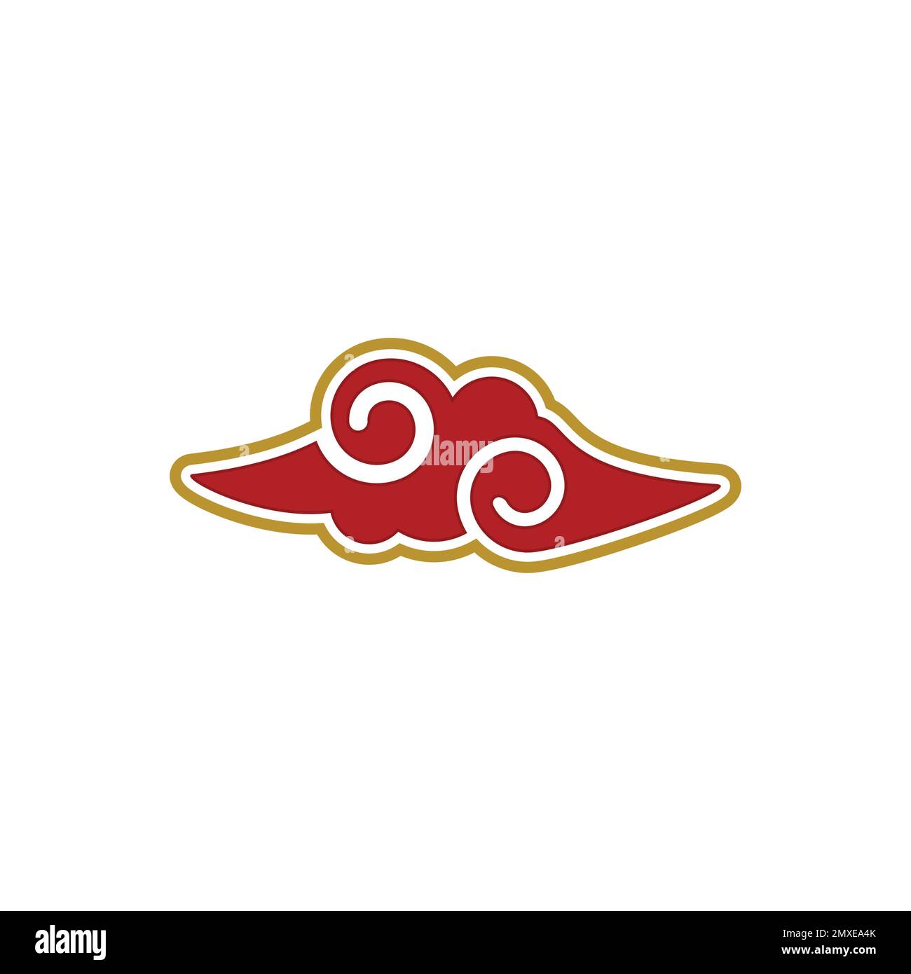 Cloud in Chinese style. Abstract isolated on white background. Vector illustration Stock Vector