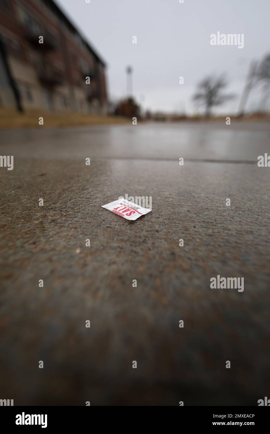 Salt on an icy sidewalk Stock Photo Alamy