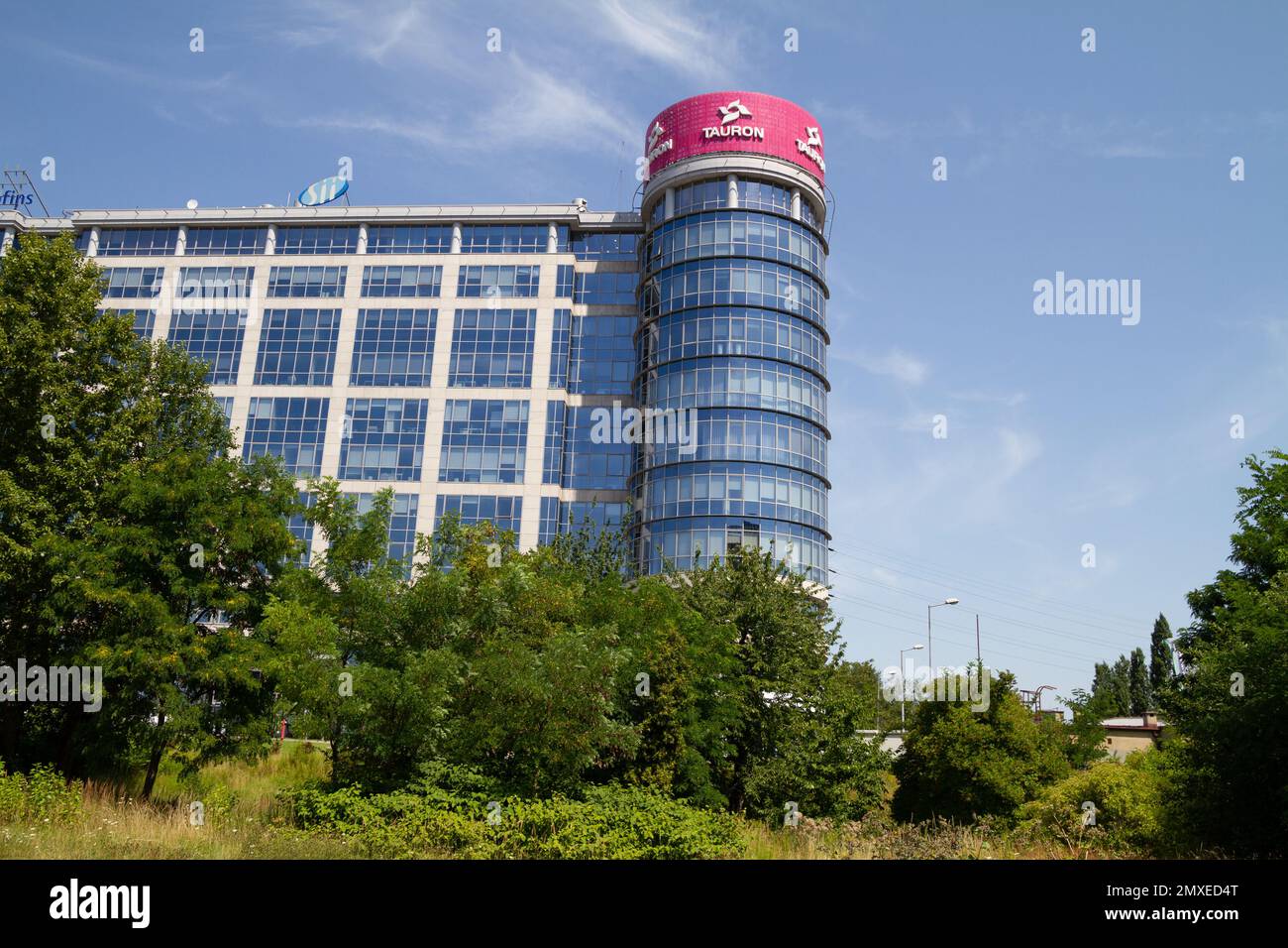 Tauron Polska Energia headquarters in Katowice Business Point office building. Energy holding company in Poland, electricity distribution. Stock Photo