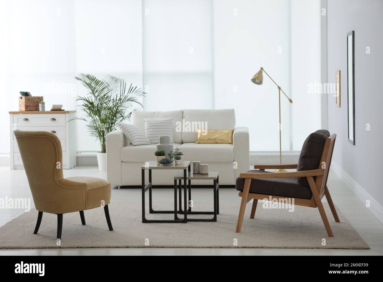 Living room interior with stylish furniture. Idea for design Stock ...