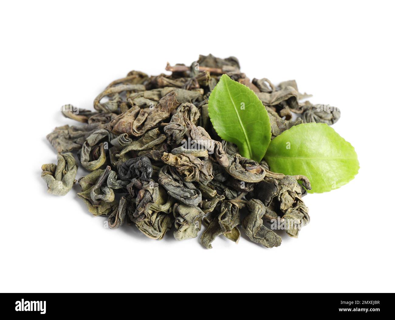 Dry and fresh tea leaves isolated on white Stock Photo Alamy