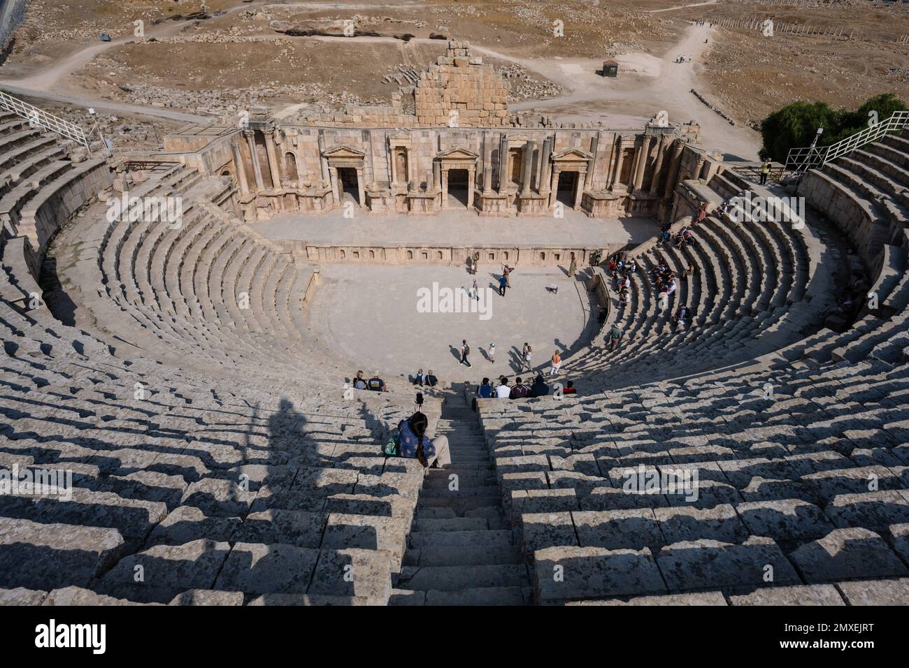 Gerasa Roman Southern or South Theater in Jerash, Jordan Stock Photo