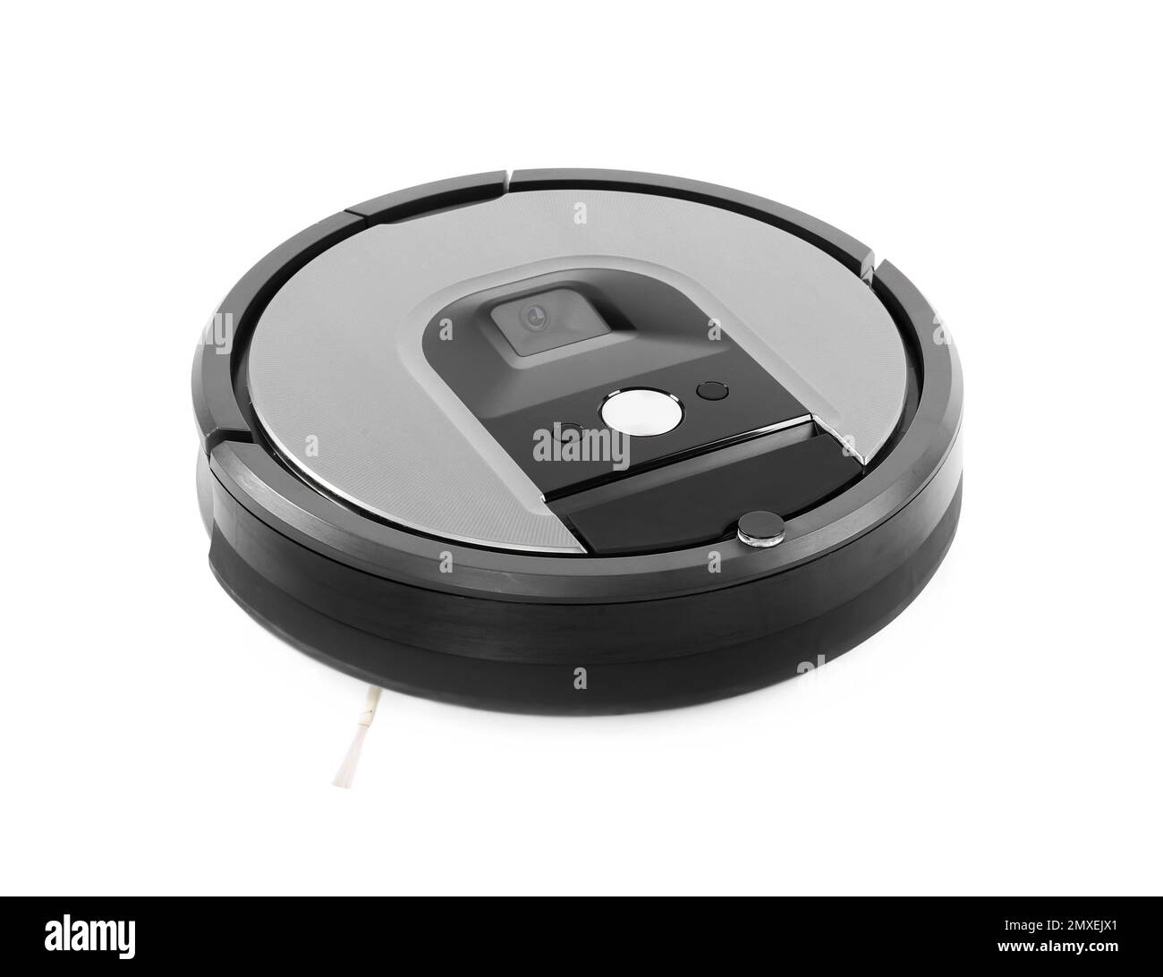 Modern robotic vacuum cleaner isolated on white Stock Photo Alamy