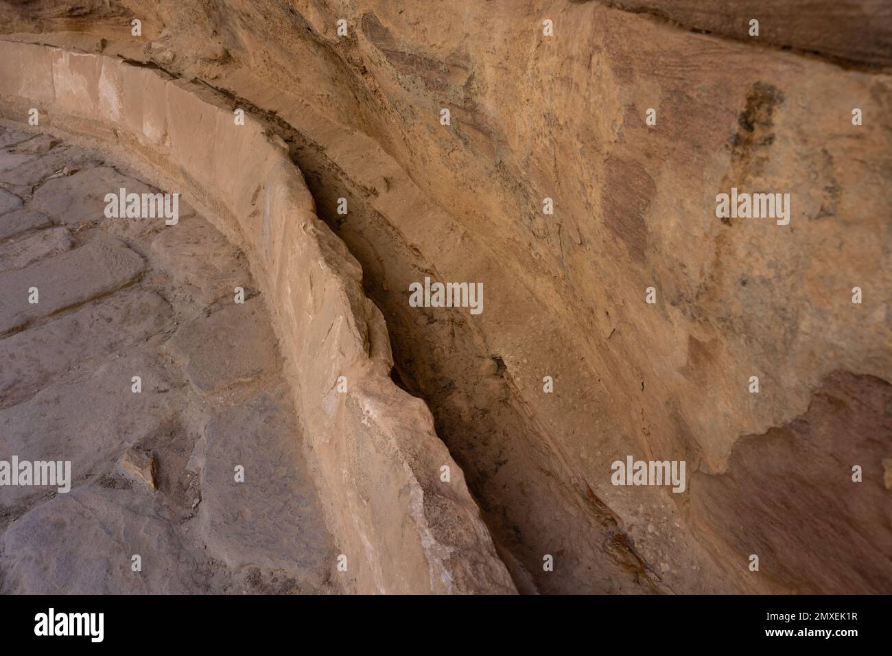 Nabataean Aqueduct Irrigation Water Supply System in the Siq of Petra, Jordan Stock Photo