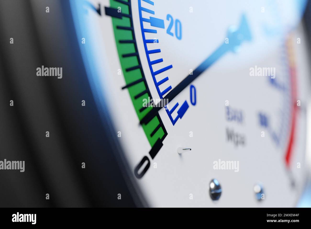 Round temperature gauge isolated on a white background. Circular