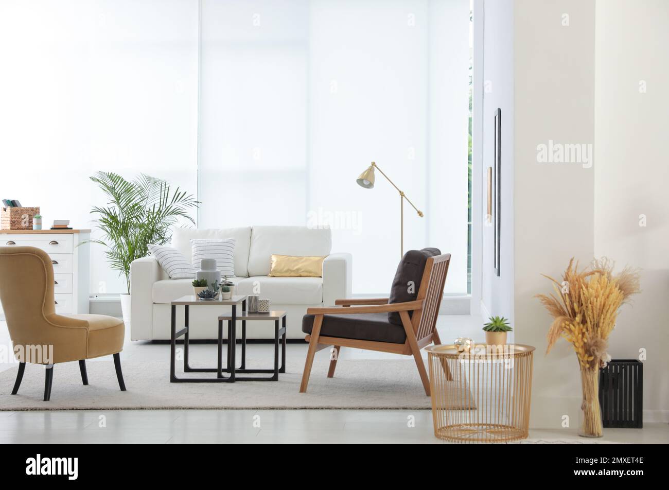 Living room interior with stylish furniture. Idea for design Stock ...
