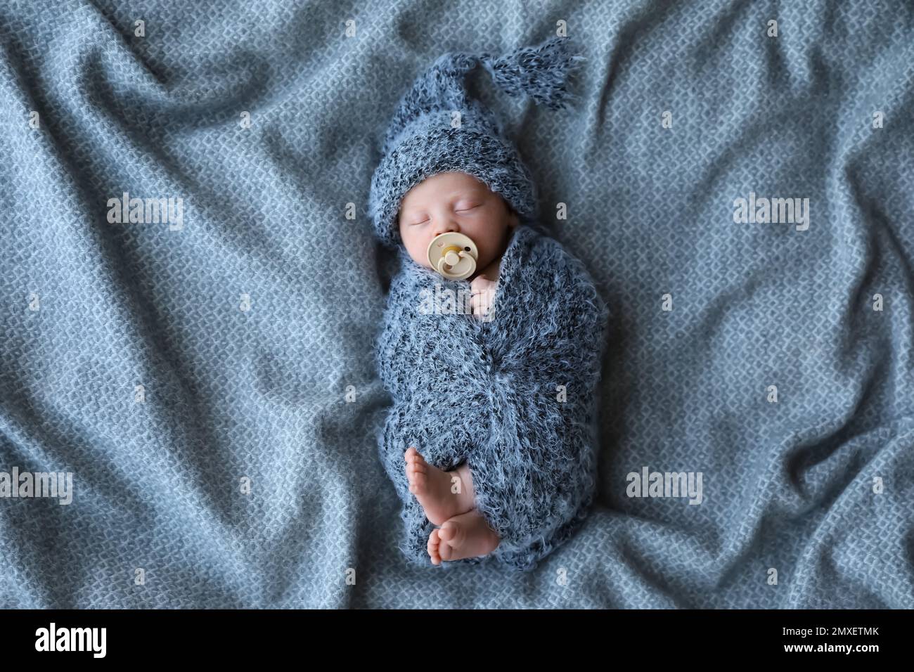 Cute newborn baby sleeping on blanket, top view Stock Photo Alamy