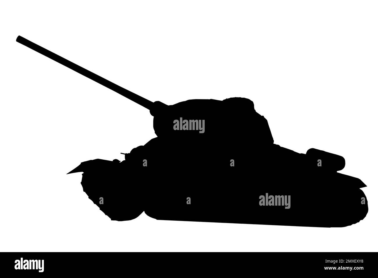 Silhouette of army tank isolated on white. Military machinery Stock ...