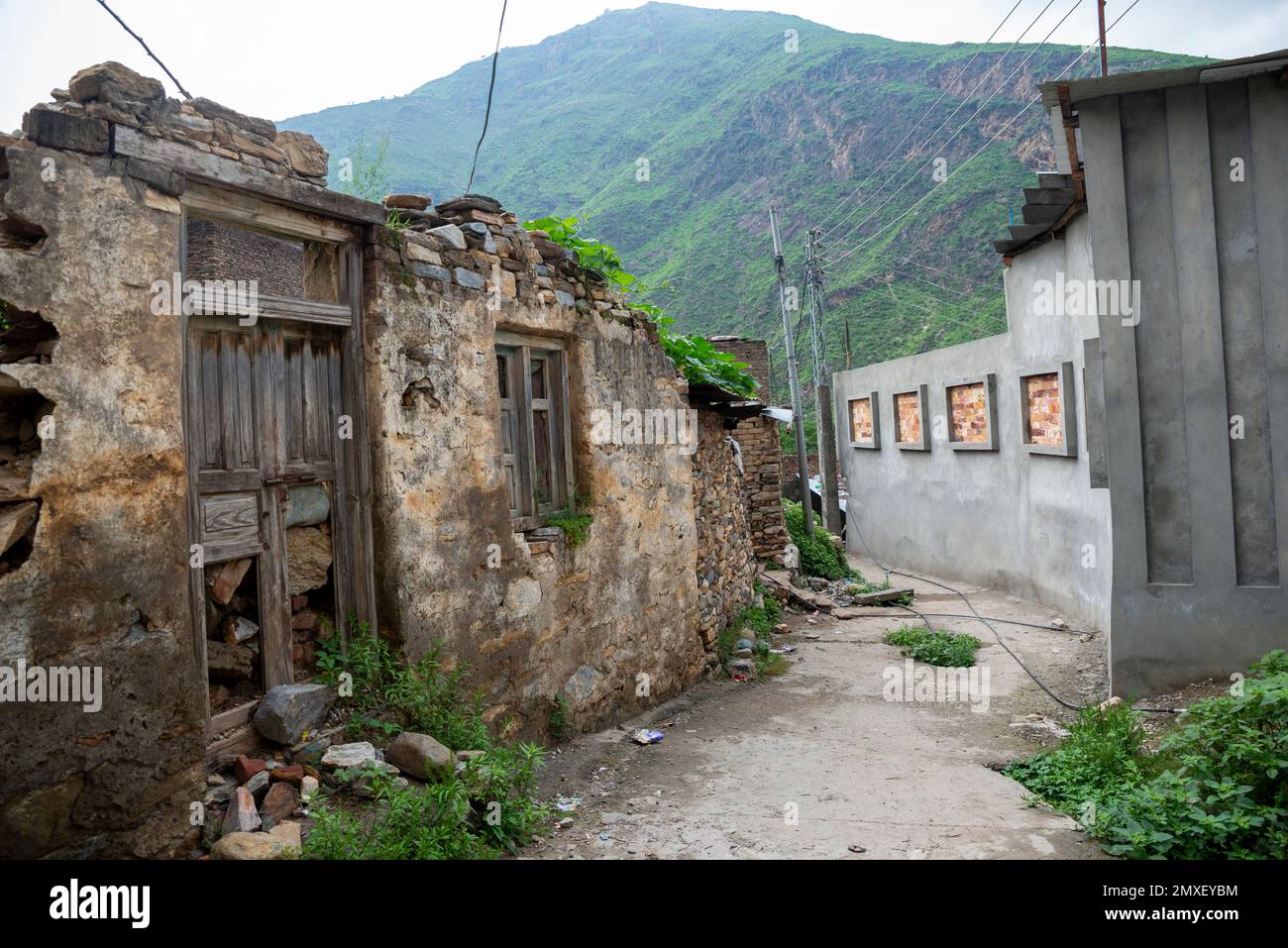 Ruins of bombed houses in Swat Valley, Pakistan Stock Photo