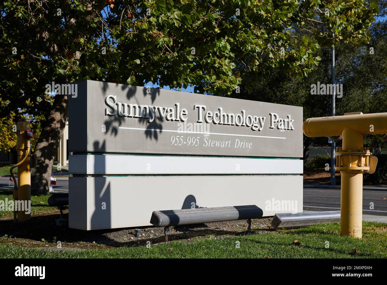 Sunnyvale Tech Park, sign; Stewart Drive, Sunnyvale, California Stock Photo