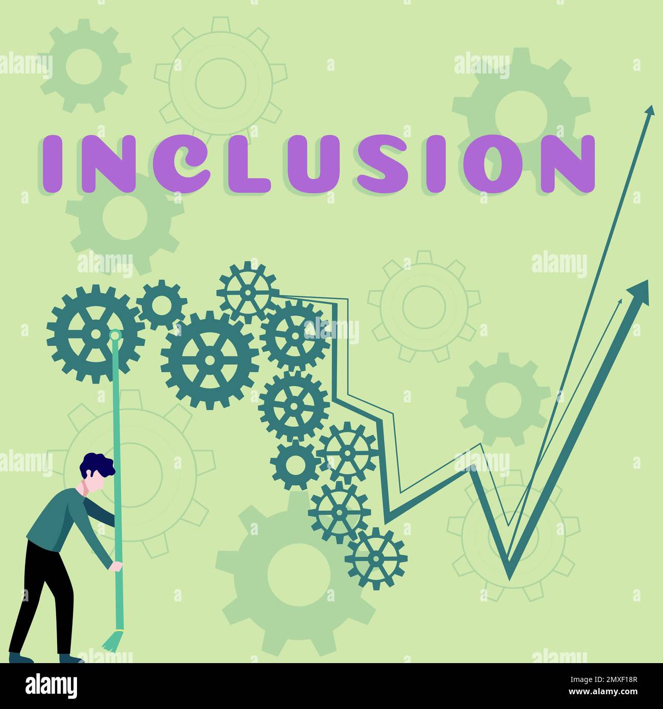 Text caption presenting Inclusion. Business concept action state ...