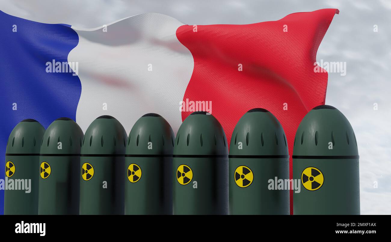 Nuclear missiles and France flag in background. Missiles with warheads are  ready to be launched. missile defense. Nuclear, chemical weapons. radiation  Stock Photo - Alamy