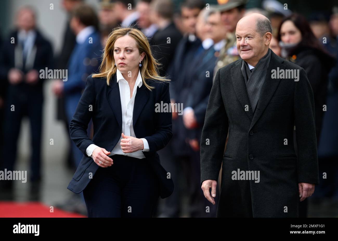 Berlin, Germany. 03rd Feb, 2023. German Chancellor Olaf Scholz (r, SPD