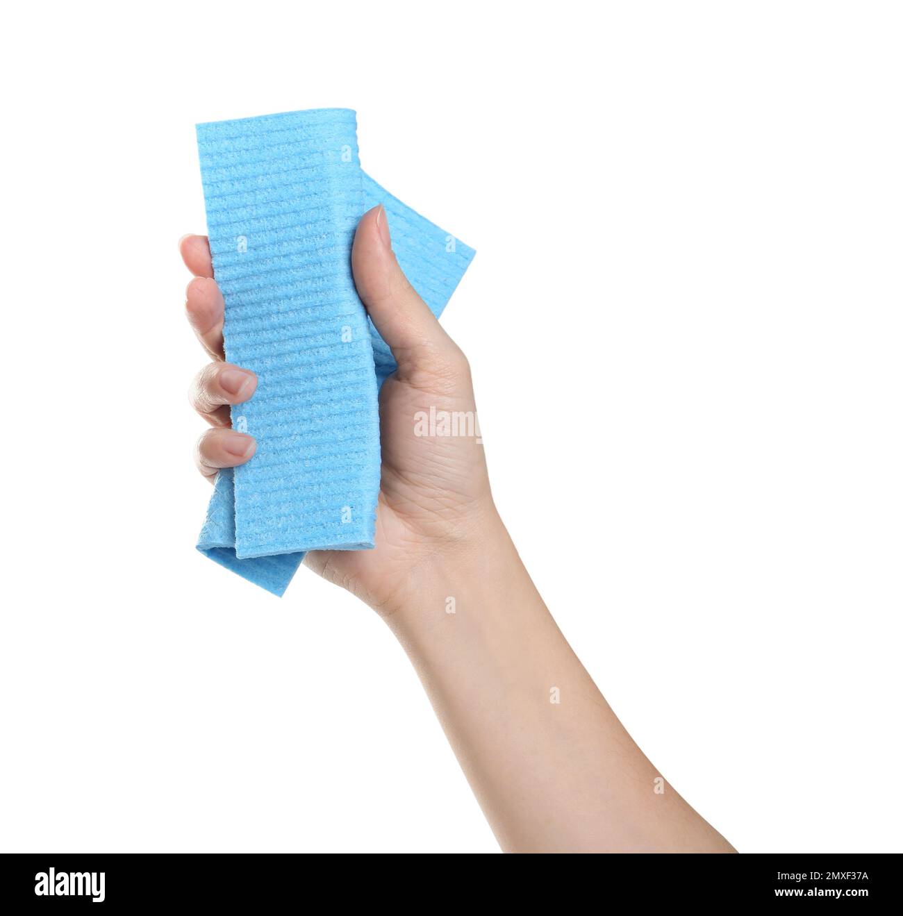 Woman with rag on white background, closeup of hand Stock Photo - Alamy