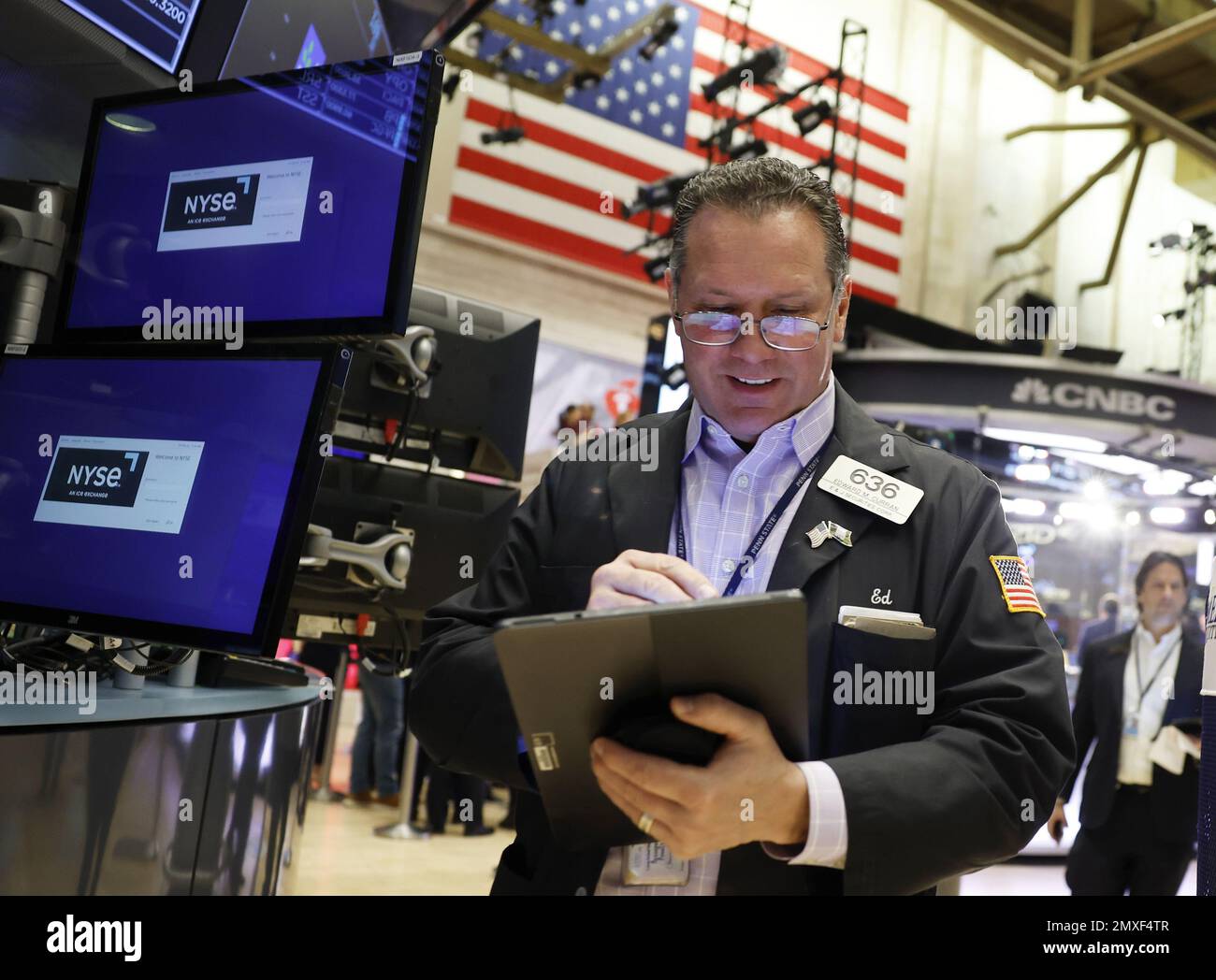 New York, United States. 02nd Feb, 2023. Traders work on the floor of the New York Stock Exchange on Wall Street in New York City on Friday, February 3, 2023. A jobs report showed that the US economy added 517,000 jobs in January. Photo by John Angelillo/UPI Credit: UPI/Alamy Live News Stock Photo
