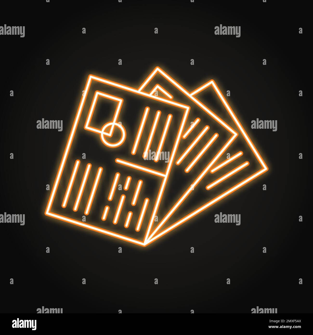 Neon postcards icon in line style. Postal cards and letters symbol