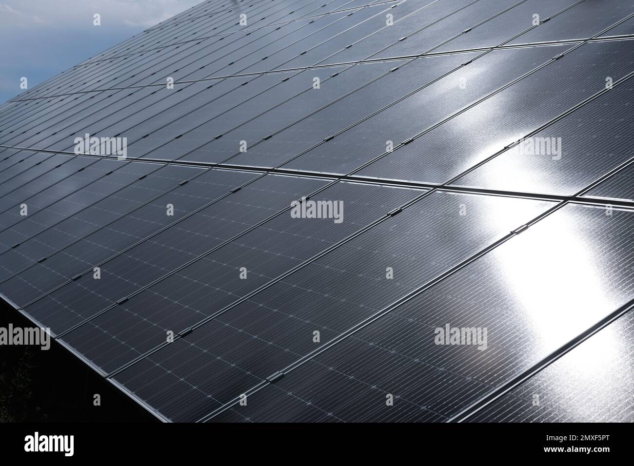 Outer Solar Panel Solar panels installed outdoors, closeup. Alternative energy source ...