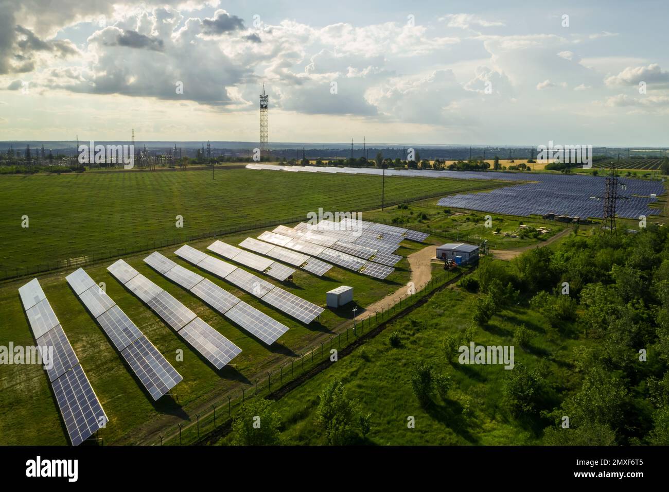 Solar panels installed outdoors. Alternative energy source Stock Photo ...