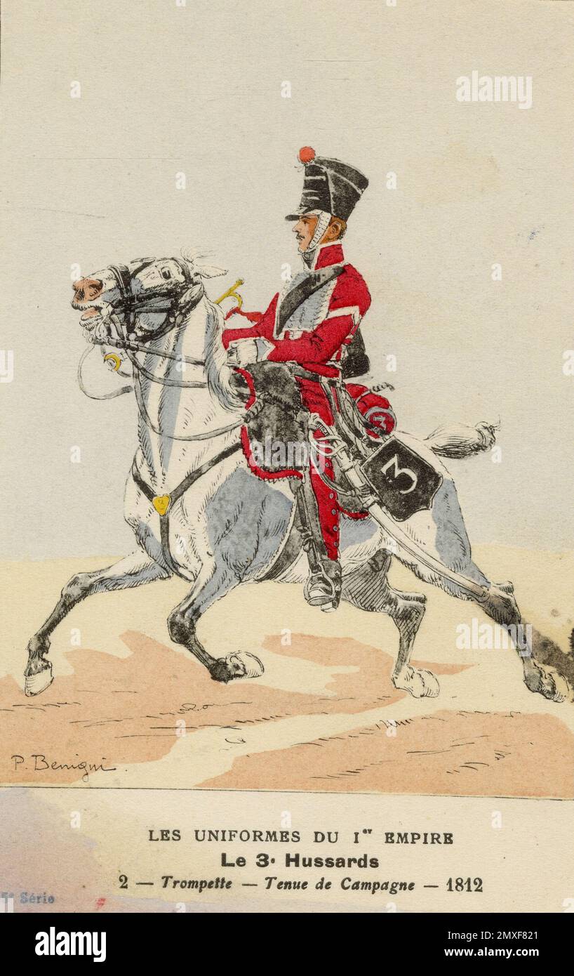 trompette du 3e régiment de hussards en 1812 - Borodino Stock Photo - Alamy