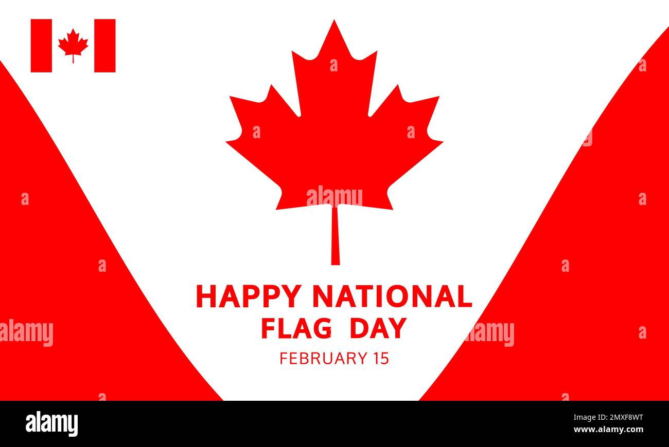 Canada happy flag day, february 15 celebrate background with maple leaf