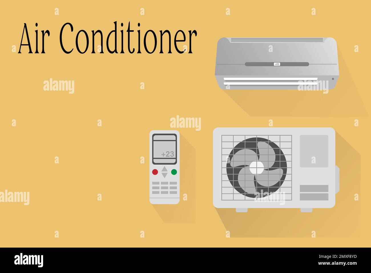 Vector illustration set of different air conditioners, indoor and