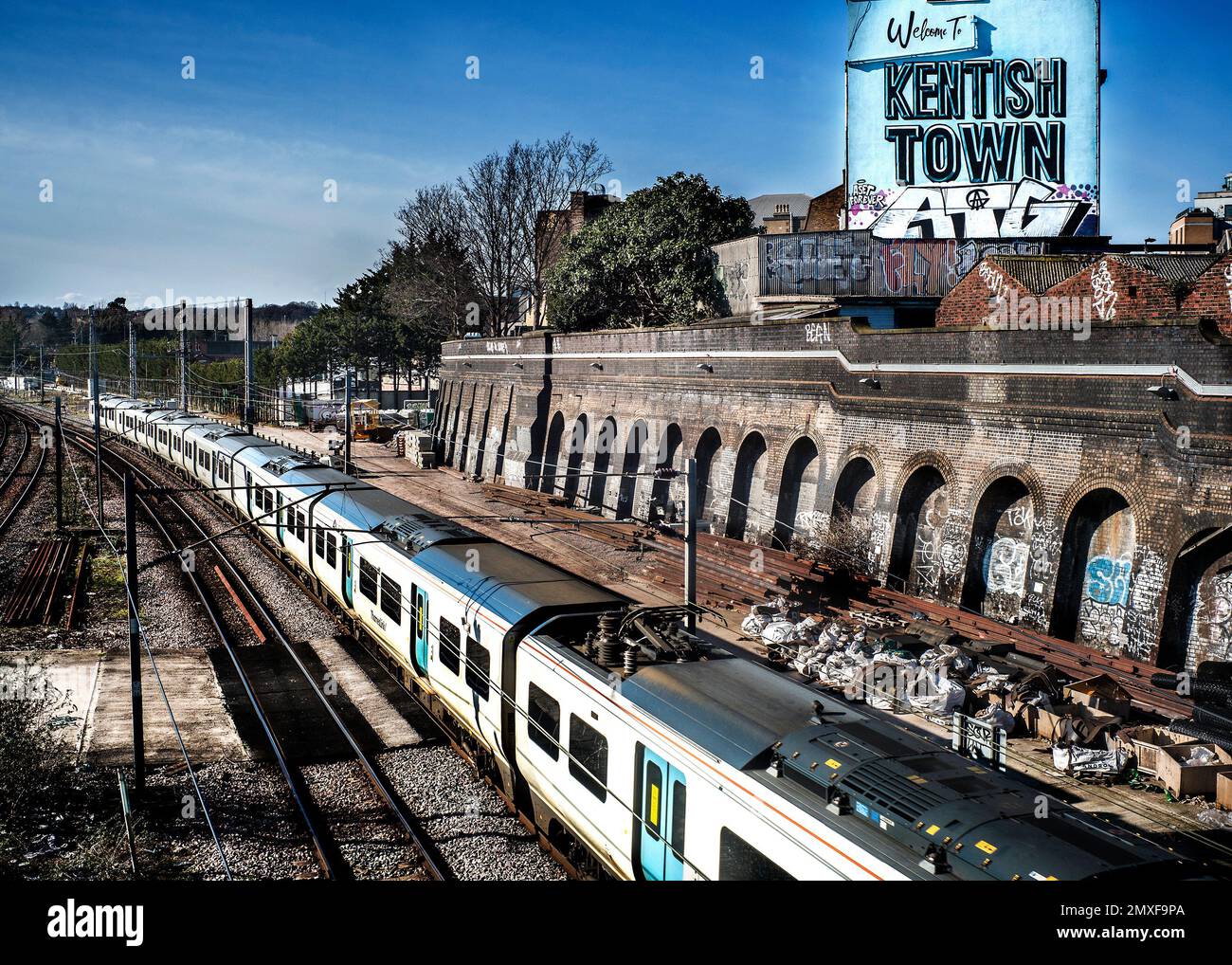 to Kentish Town'. View of the railway ,Kentish Town, London
