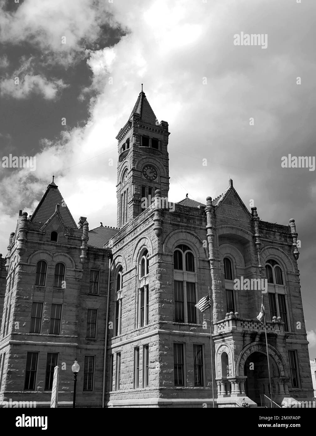A black and white view of a building architecture Stock Photo - Alamy