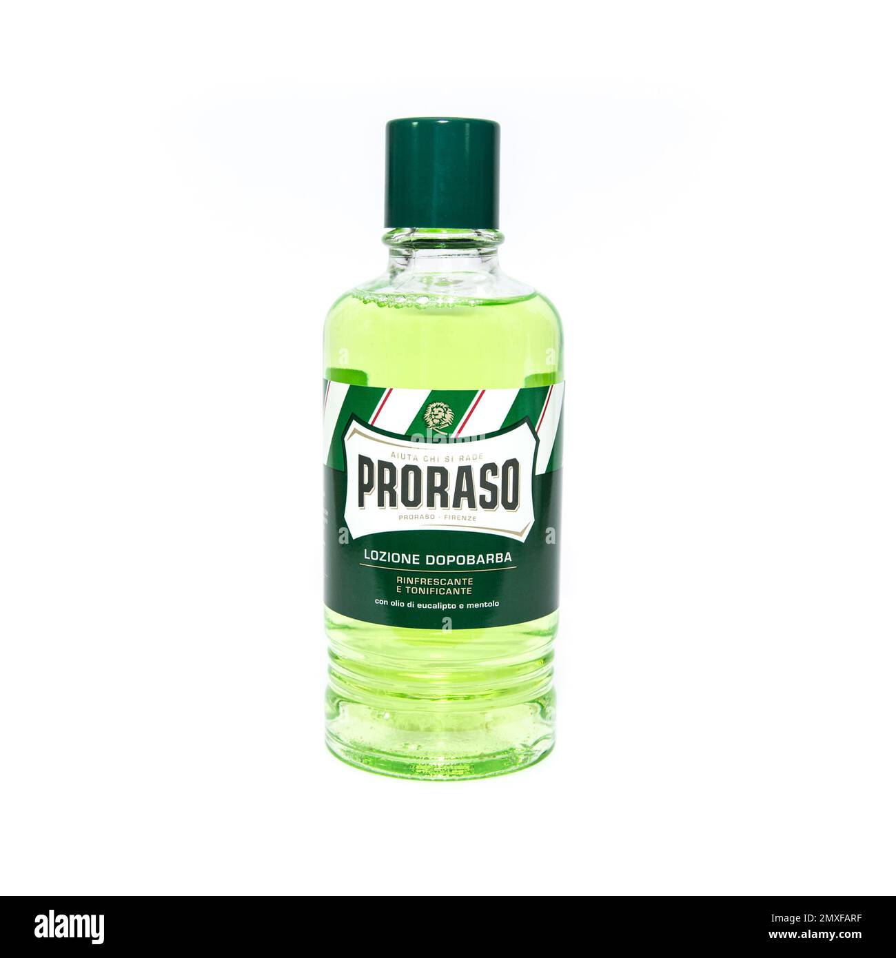 An after shave liquid in a bottle on a white background Stock Photo Alamy