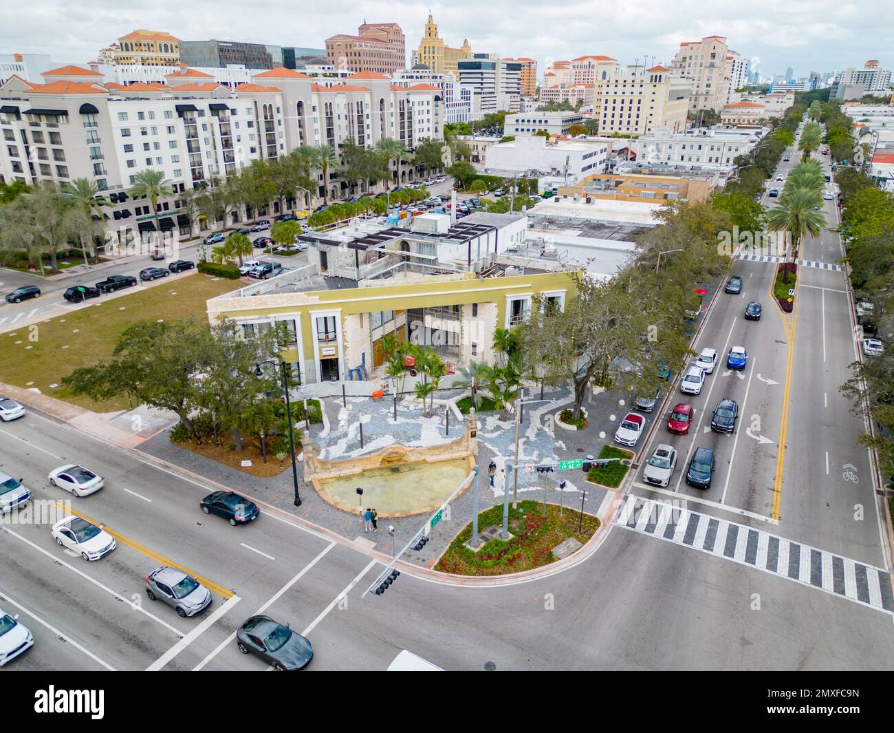 Coral Gables, FL, USA January 28, 2023 Aerial photo historic