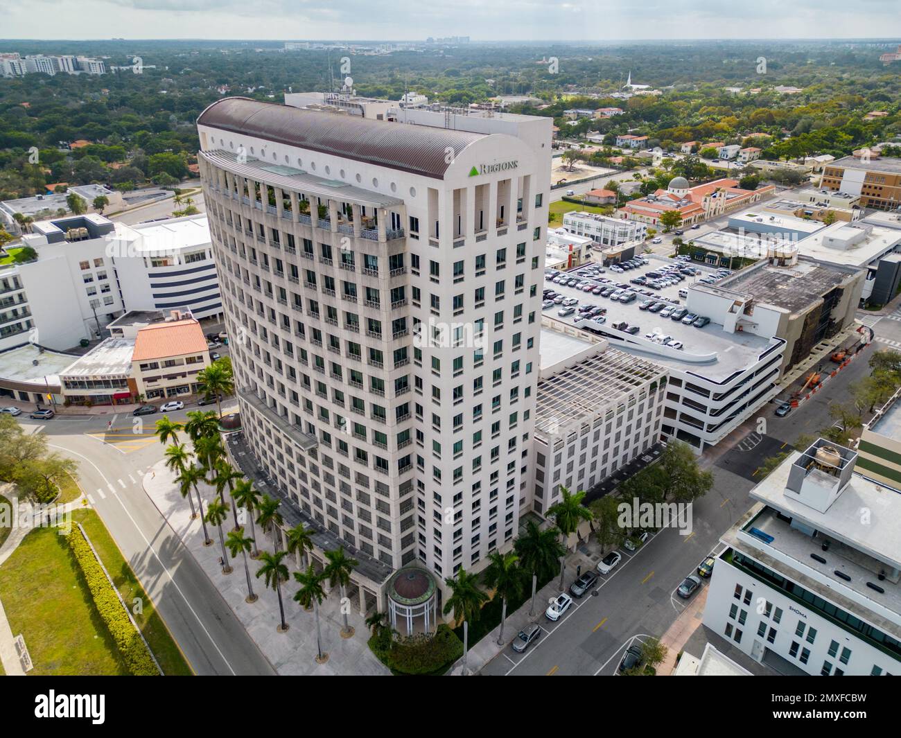 Coral Gables, FL, USA January 28, 2023 Aerial photo regions Building