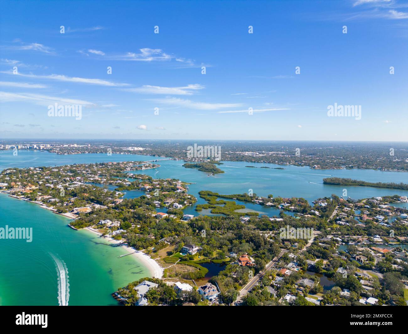 Aerial photo Sarasota Beach homes in flood zone Stock Photo Alamy