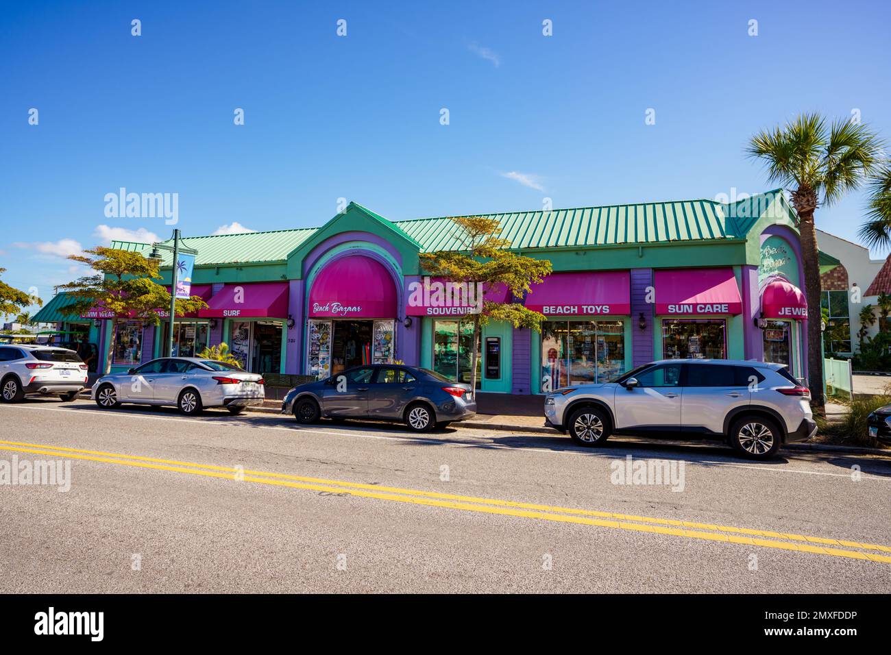 Siesta Key, FL, USA January 30, 2023 Photo of tourist hotspot shops