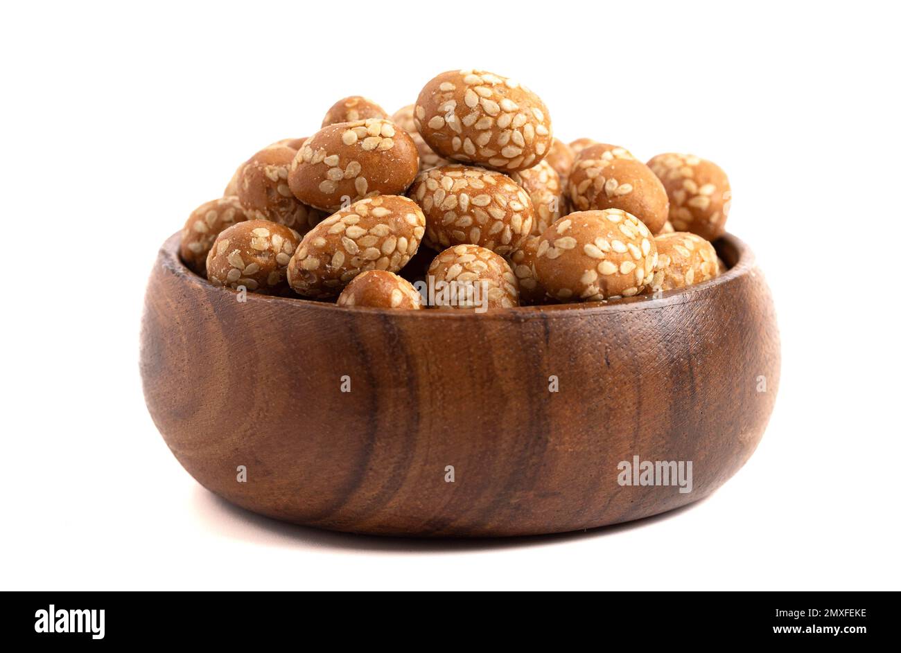 Crunchy Sesame Peanuts with Soy Sauce Isolatd on a White Background