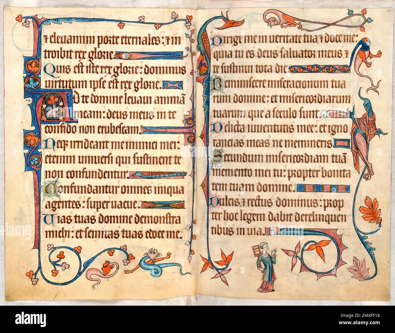 Luttrell Psalter. Sample pages from the illuminated 14th century