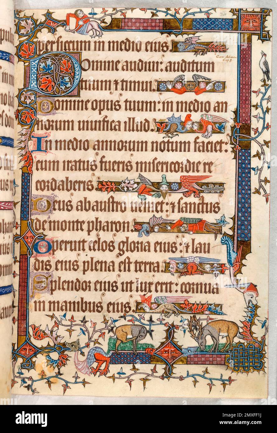 Luttrell Psalter. Sample page from the illuminated 14th century
