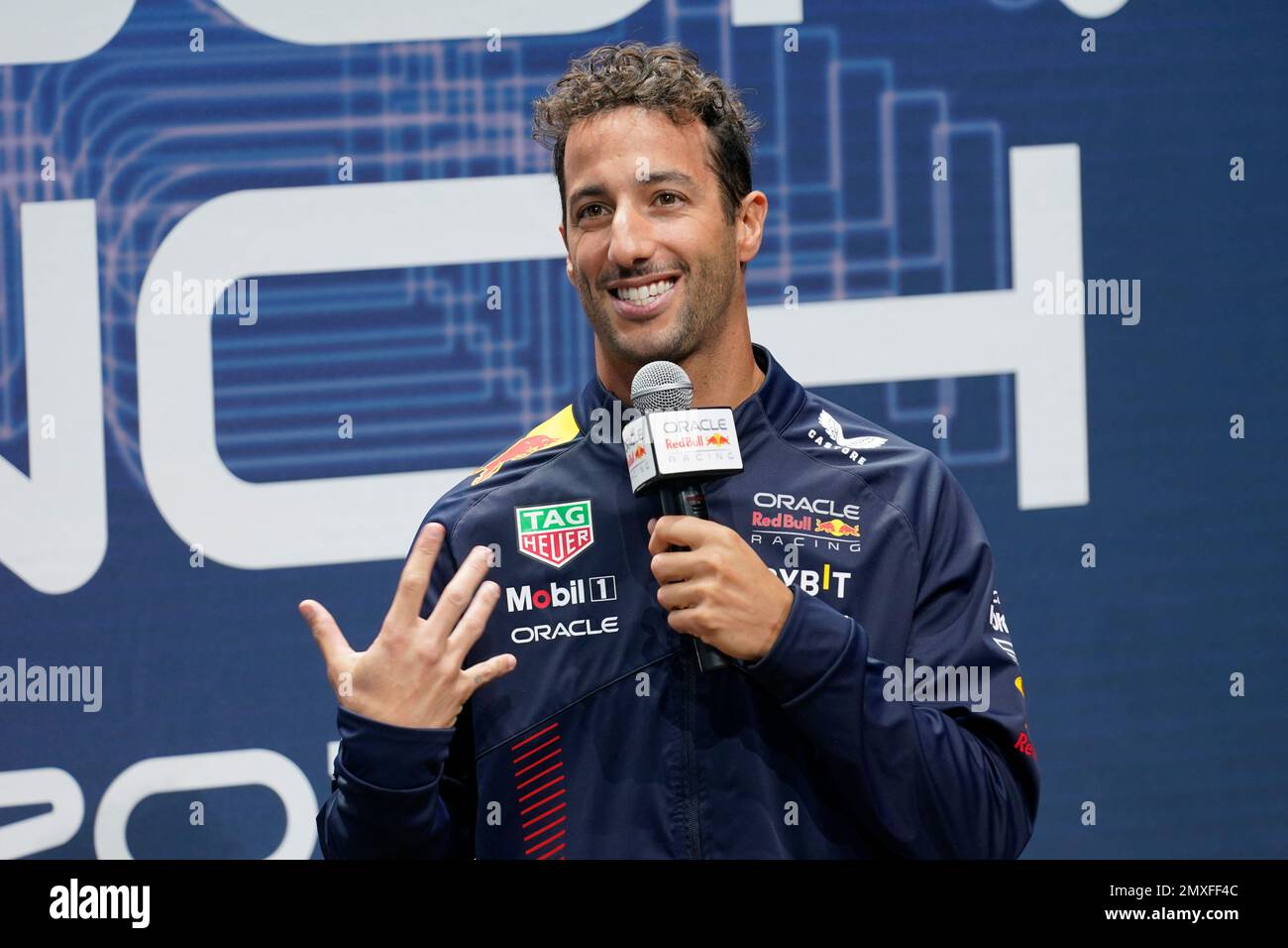 Oracle Red Bull Racing driver Daniel Ricciardo participates in an