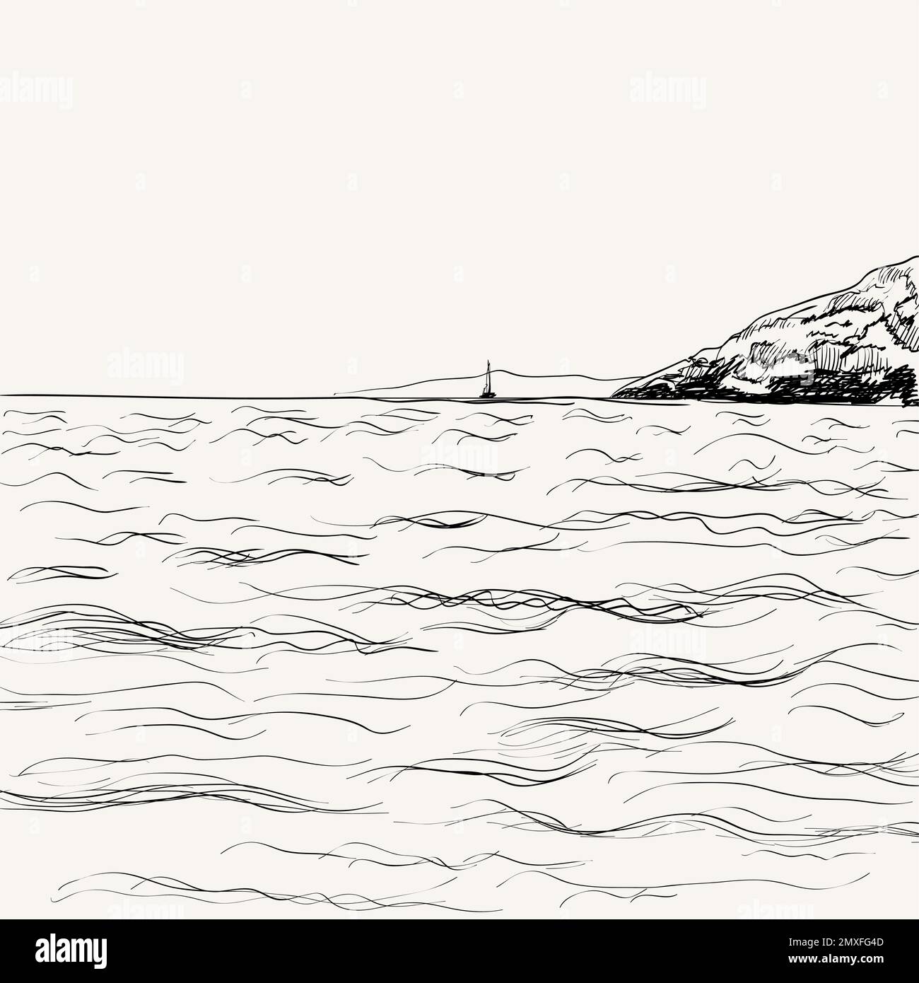 Seascape Lighthouse Hand drawn illustration converted to vector Sea  coast graphic landscape sketch illustration vector 7829626 Vector Art at  Vecteezy