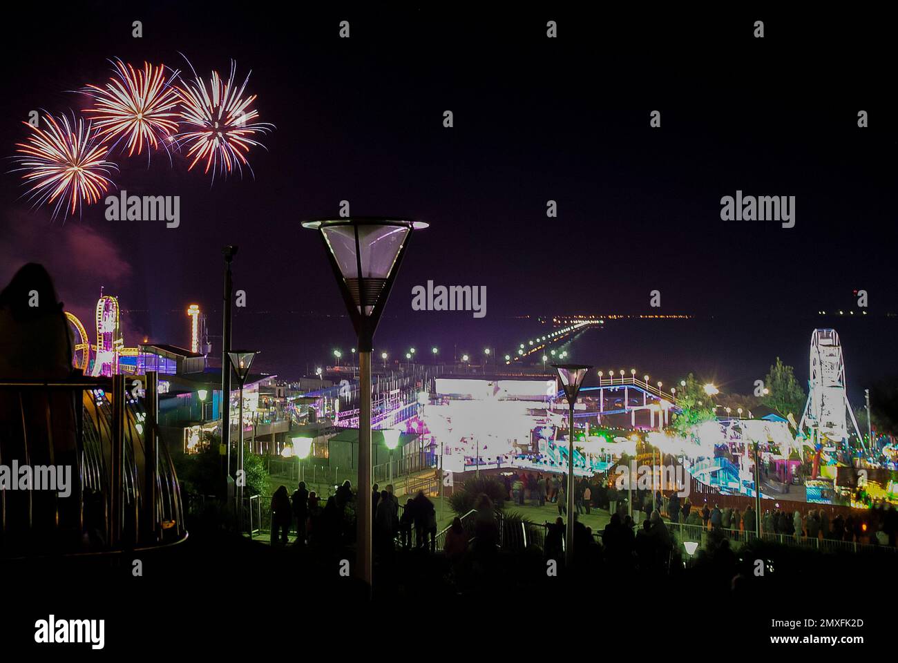 Fireworks display taking place adjacent to Southend’s famous pier from