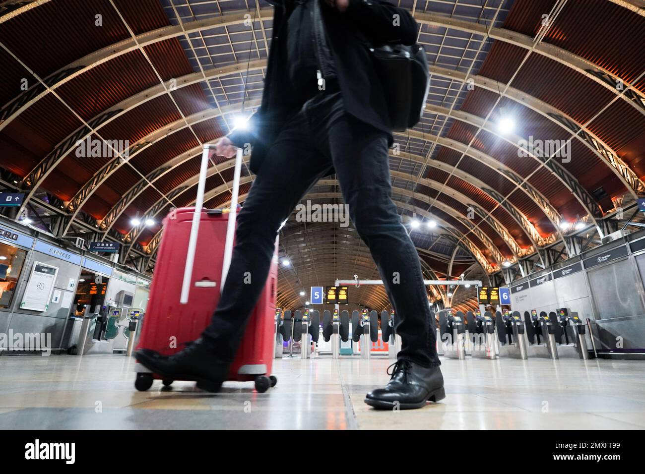 Passengers in Paddington station in London, during a strike by train driver members of Aslef and