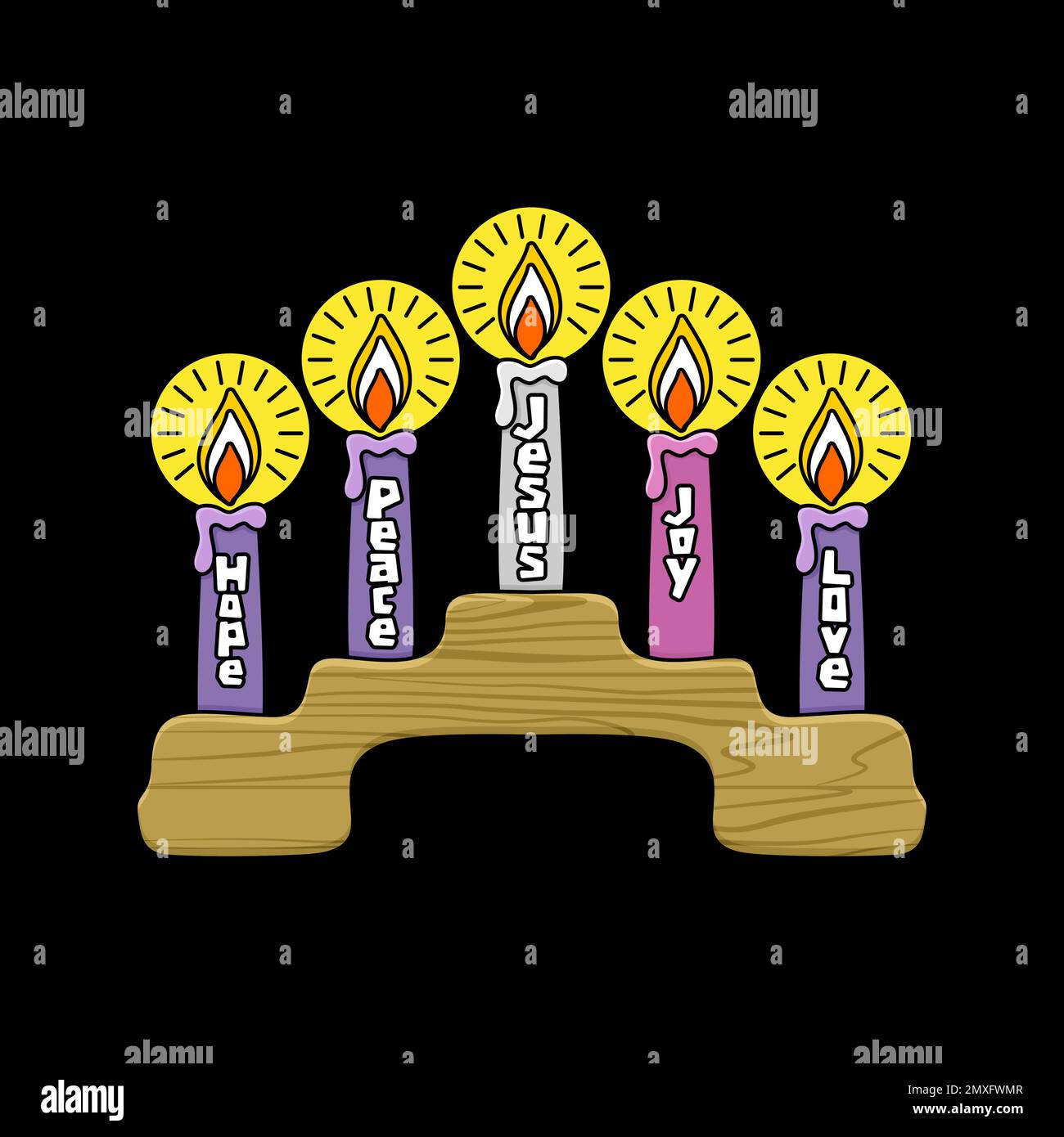 Christmas vector illustration. Holiday Advent candles lit in