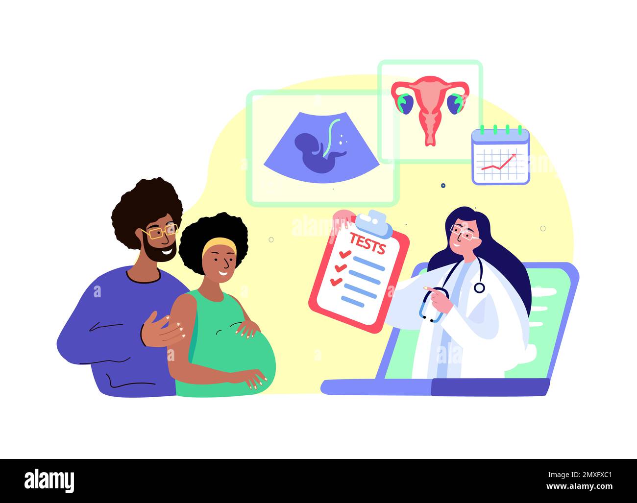 Gynecologist Doctor Consultate African Pregnant Woman ,