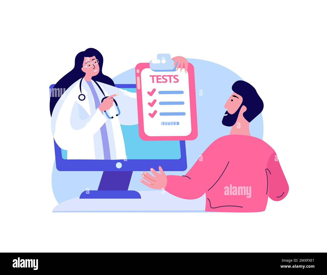 Online Medical Tests Diagnostics.Doctor Consultate Patient Man