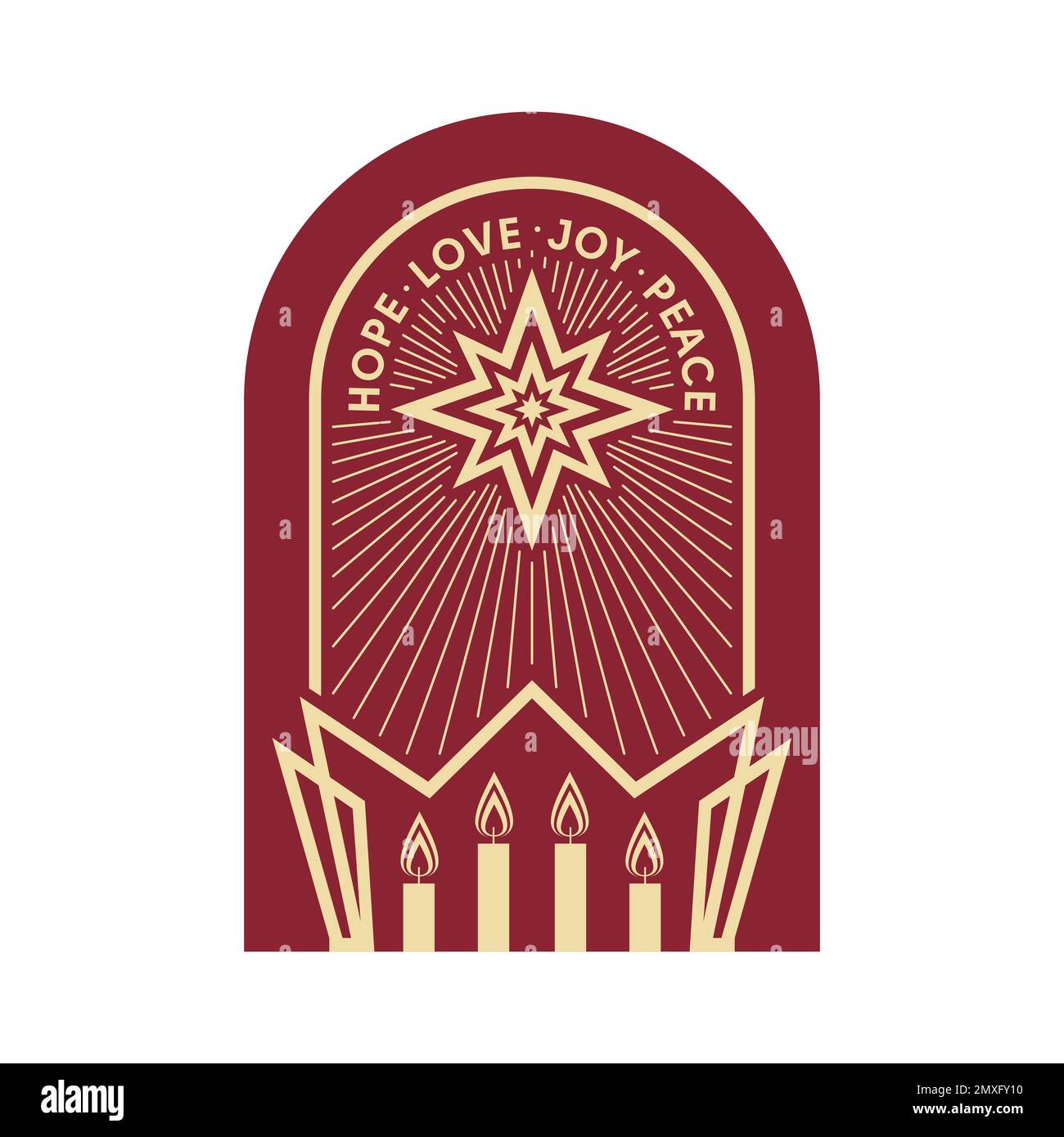 Christmas vector illustration. Holiday Advent candles lit in anticipation of the birth of the 