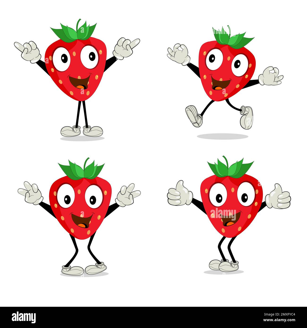 Strawberry Fruit Cartoon Mascot Character. Strawberry icon. Cute fruit