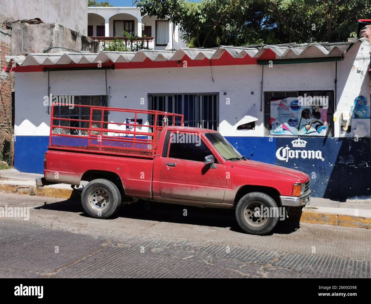 Puerto Escondido Oaxaca Mexico 2022 Various Mexican pickup trucks cars