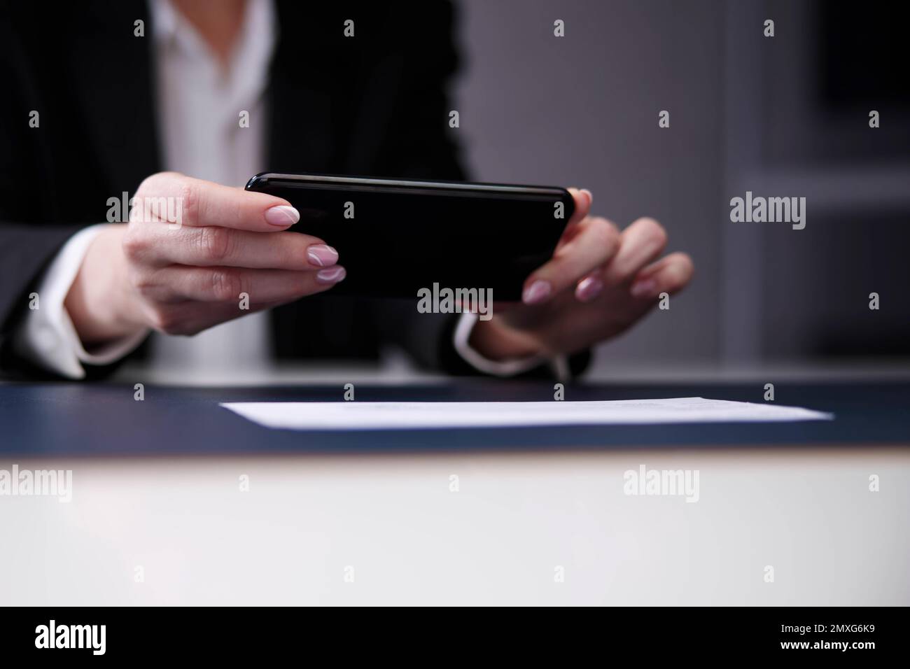 Remote Check Deposit Using Mobile Photo Scanning Stock Photo