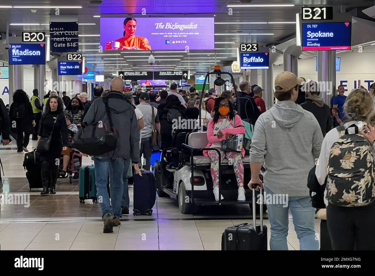 Atlanta, United States. 02nd Feb, 2023. Passengers walk through